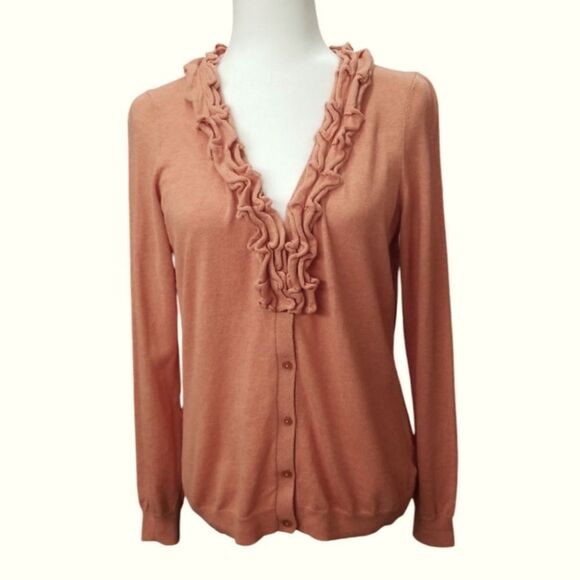 Talbots Cardigan V-Neck with Ruffle Medium - Picture 6 of 6